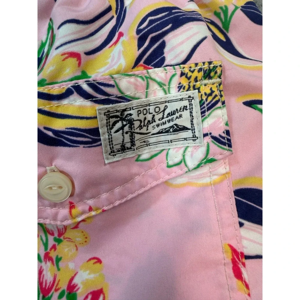 Polo Ralph Lauren Mens Pink Tropical Floral Swim Trunks Shorts Size M